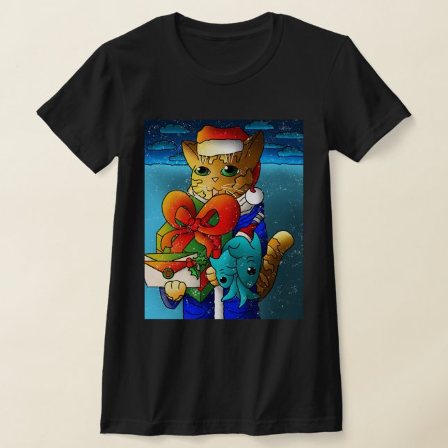 Camiseta Convidado de Gato de Natal (Postura )
