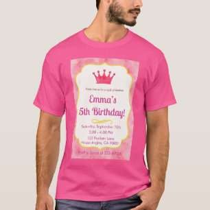 Camiseta Convite de Aniversário para Coroa Rosa   zazzlemad