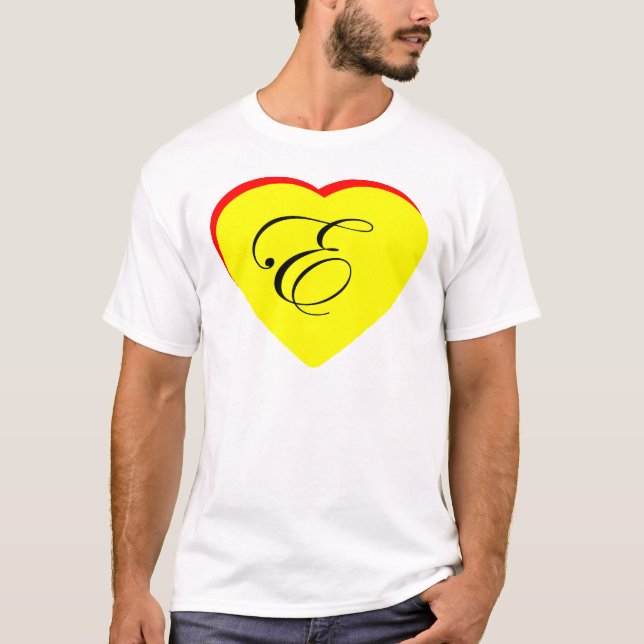 Camiseta Convite De Casamento Coração Vermelho E Amarelo O  (Frente)