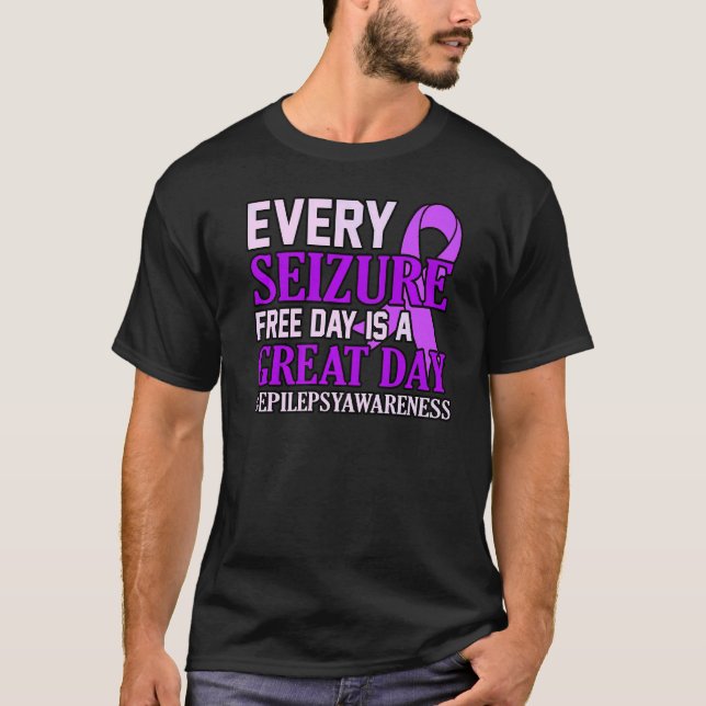 Camiseta Convulsões Dia Livre Epilepsia Sensibilização Fita (Frente)