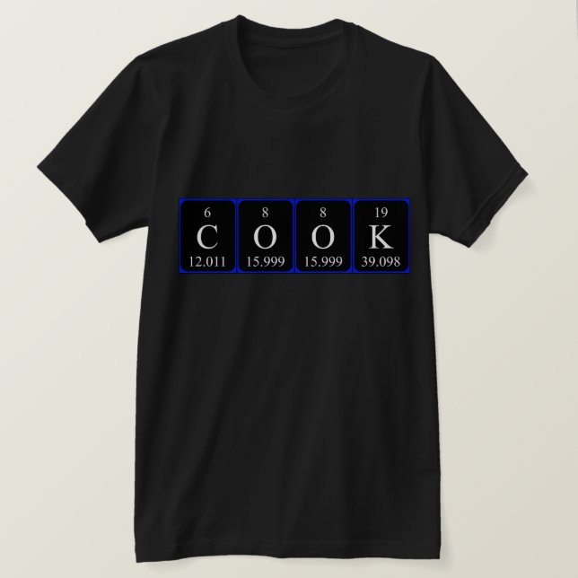Camiseta Cook com mesa periódica (Frente do Design)