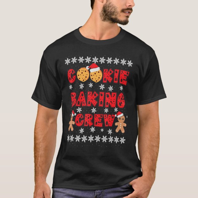Camiseta Cookie Baking Crew Gingerbread Men With Xmas Hats  (Frente)