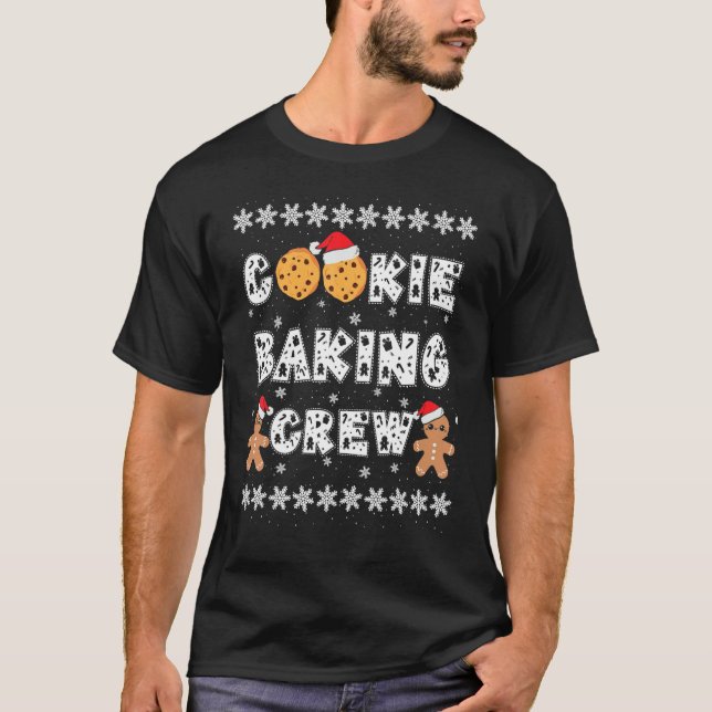 Camiseta Cookie Baking Crew Gingerbread Men With Xmas Hats  (Frente)