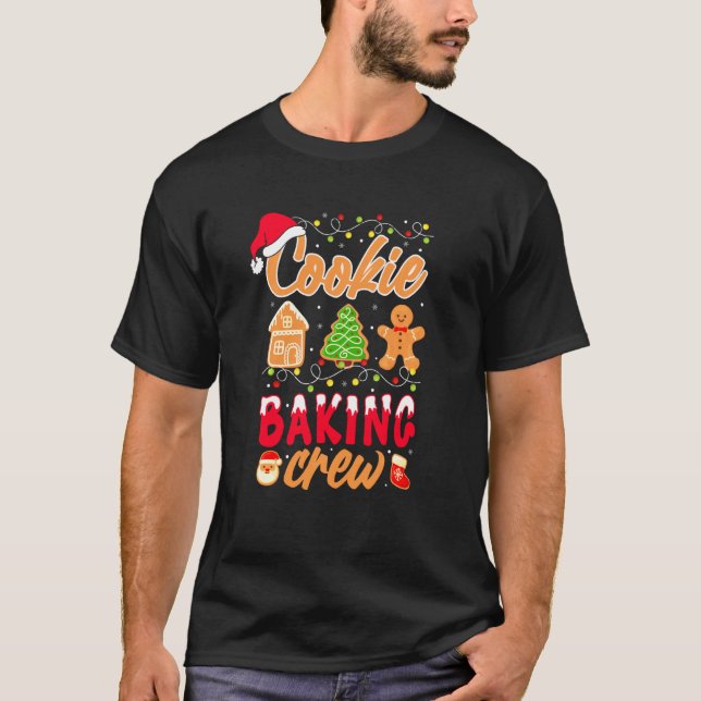 Camiseta Cookie Baking Crew Papais noeis De Pão De Natal Fa (Frente)
