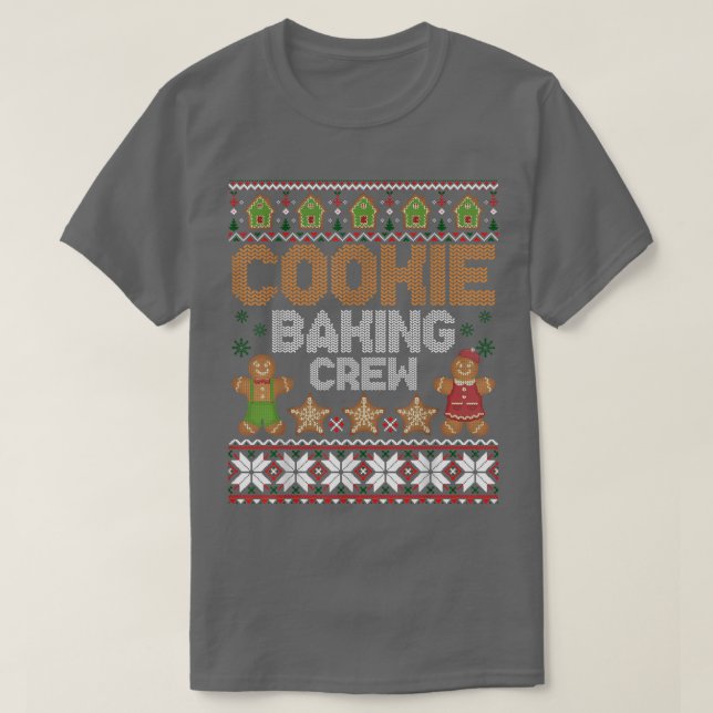 Camiseta Cookie Baking Crew Papais noeis Família Gingerbr (Frente do Design)