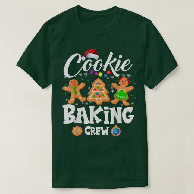 Camiseta Cookie Baking Crew Papais noeis Família Gingerbr (Frente do Design)