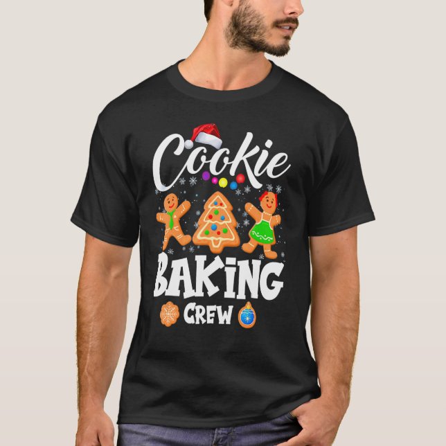 Camiseta Cookie Baking Crew Papais noeis Família Gingerbr (Frente)