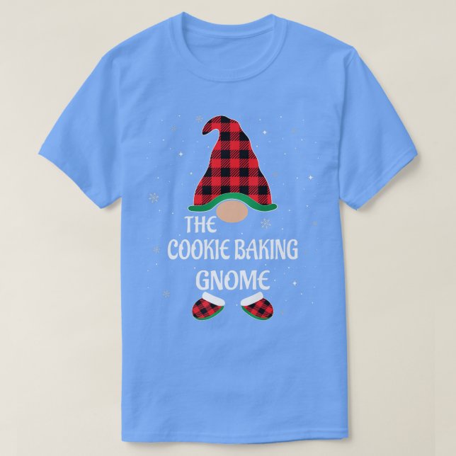 Camiseta Cookie Baking Gnome Buffalo Red Xadrez Corresponde (Frente do Design)