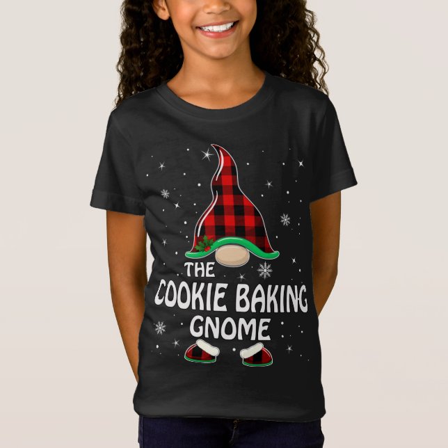 Camiseta Cookie Baking Gnomo Xadrez Buffalo Família Matriz (Frente)