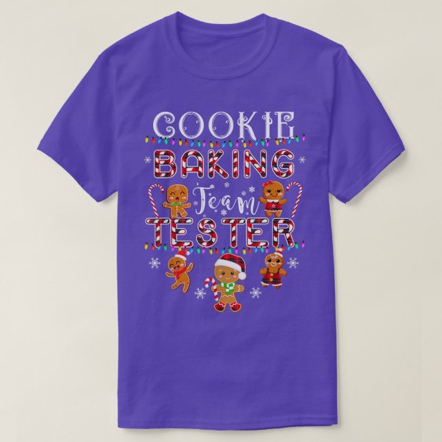 Camiseta Cookie Baking Team Tester Gingerbird Xadrez Vermel (Frente do Design)