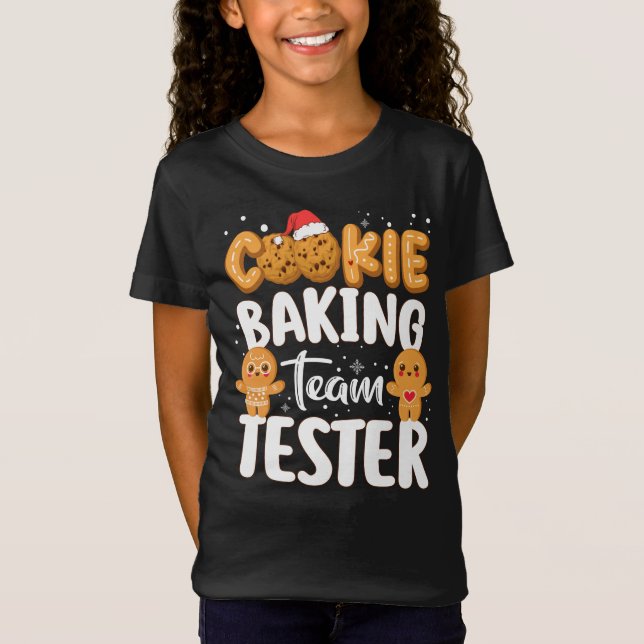 Camiseta Cookie Baking Team Tester Gingerpão Natal (Frente)