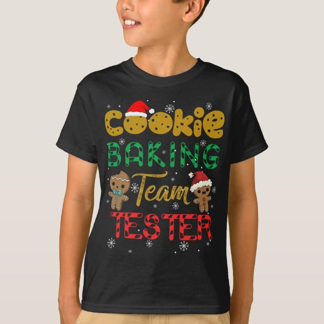 Camiseta Cookie Baking Team Tester Gingerpão Natal (Frente)