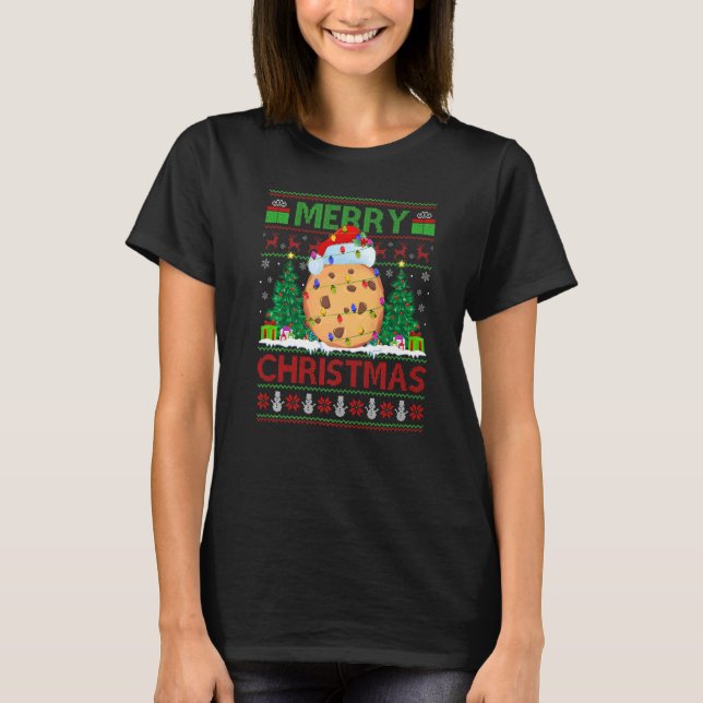 Camiseta Cookie Biscuit Árvore Xmas Papais noeis Feios Cris (Frente)
