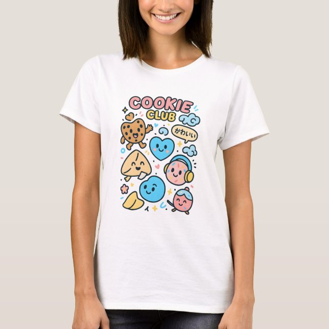 Camiseta Cookie Club Kawaii – Sweet Squad, Soft Crunch (Frente)