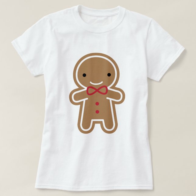 Camiseta Cookie Cute Kawaii Gingerbread Man (Frente do Design)