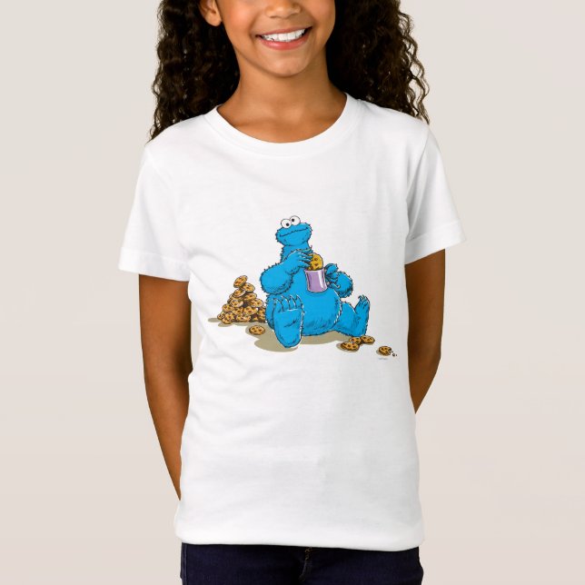 Camiseta Cookie Monster Vintage Comendo Cookies (Frente)