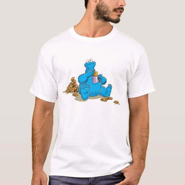 Camiseta Cookie Monster Vintage Comendo Cookies (Frente)