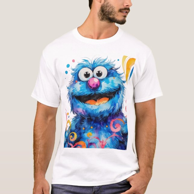 Camiseta Cookie Monster Watercolor Trend T Shirt (Frente)