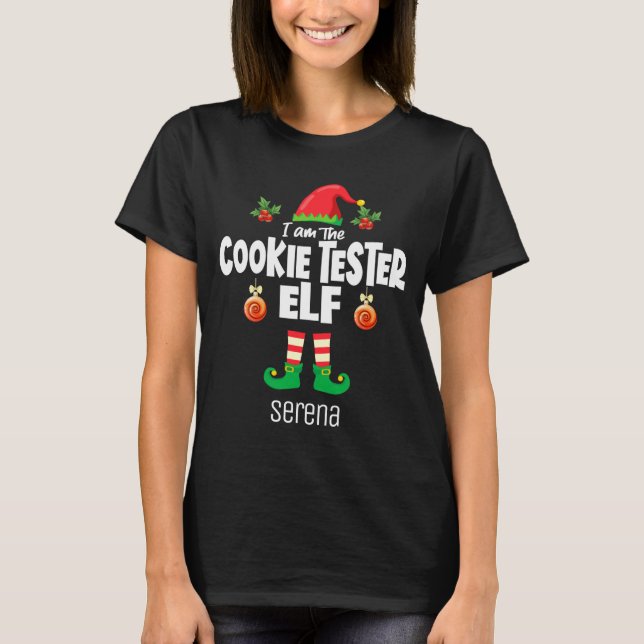 Camiseta Cookie Tester Elf Family Matching Christmas Name  (Frente)