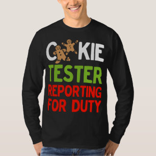 Camiseta Cookie Tester reportando para o Duty Cute Christma