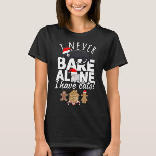 Camiseta Cookies cozidos com gatos no Natal e Gingerbr