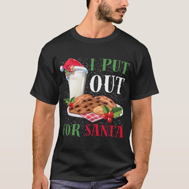 Camiseta Cookies De Natal E Leite Que Eu Coloquei Para Papa (Frente)