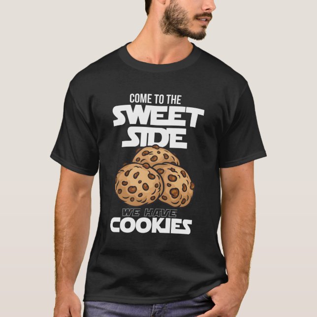Camiseta Cookies Doces Engraçados Do Lado Com Chocola (Frente)