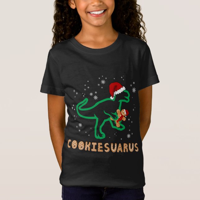 Camiseta Cookiesaurus Natal Dinossauro Rex Sugar Cookie (Frente)