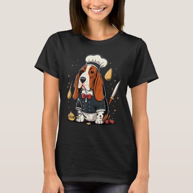 Camiseta Cooking Basset Hound Restaurant cook on Basset Hou (Frente)