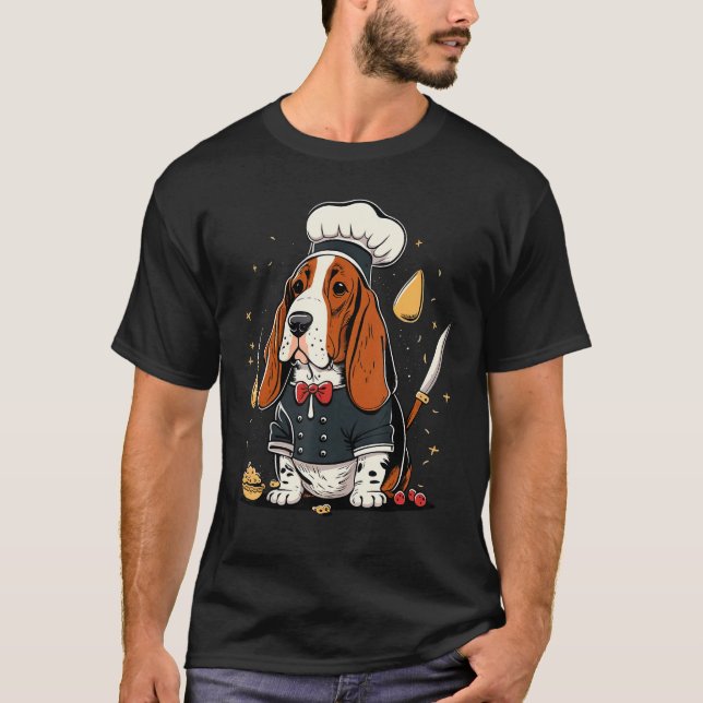 Camiseta Cooking Basset Hound Restaurant cook on Basset Hou (Frente)