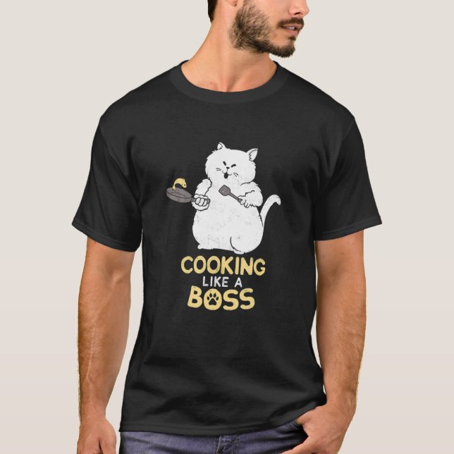 Camiseta Cooking Cat Cooking Like A Boss (Frente)