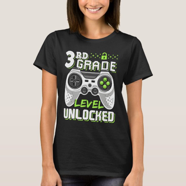 Camiseta Cool 3rd Grade Level Unlocked Video Game Back To S (Frente)