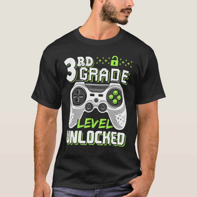 Camiseta Cool 3rd Grade Level Unlocked Video Game Back To S (Frente)