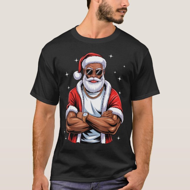 Camiseta Cool African American Santa Black Christmas Pajama (Frente)