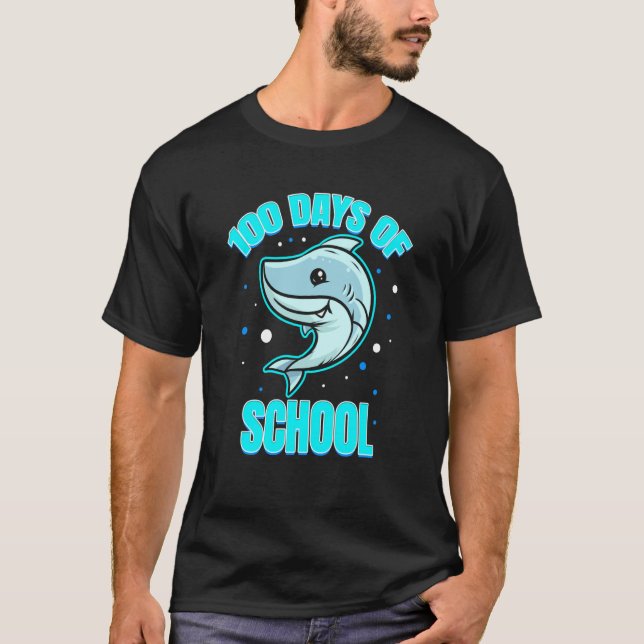 Camiseta Cool And Smart Shark For 100 Days Of School (Frente)