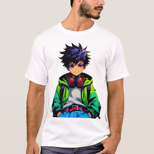 Camiseta Cool Anime Boy Art (Frente)