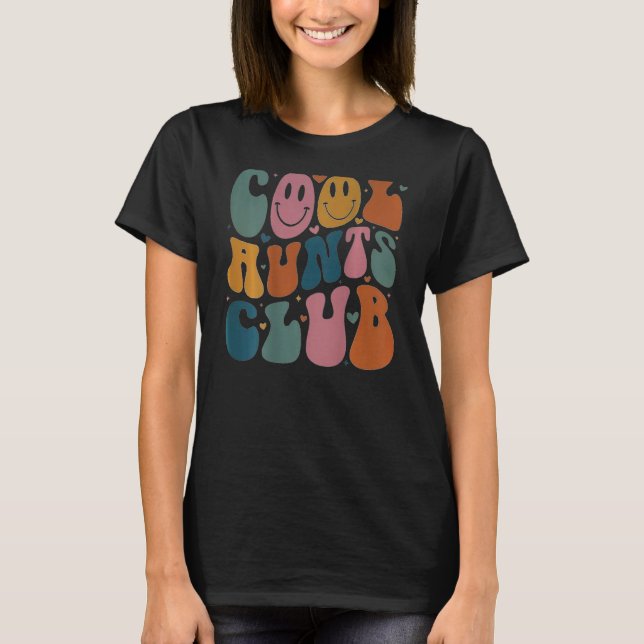 Camiseta Cool Aunt Club Groovy Retro Smile Heart on back (Frente)