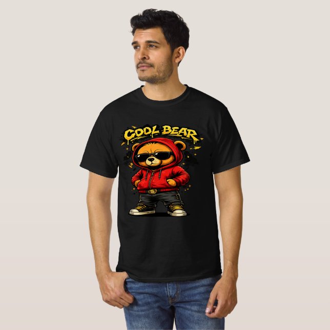 Camiseta Cool Bear Streetwear Cartoon Graphic T-Shirt  (Frente Completa)