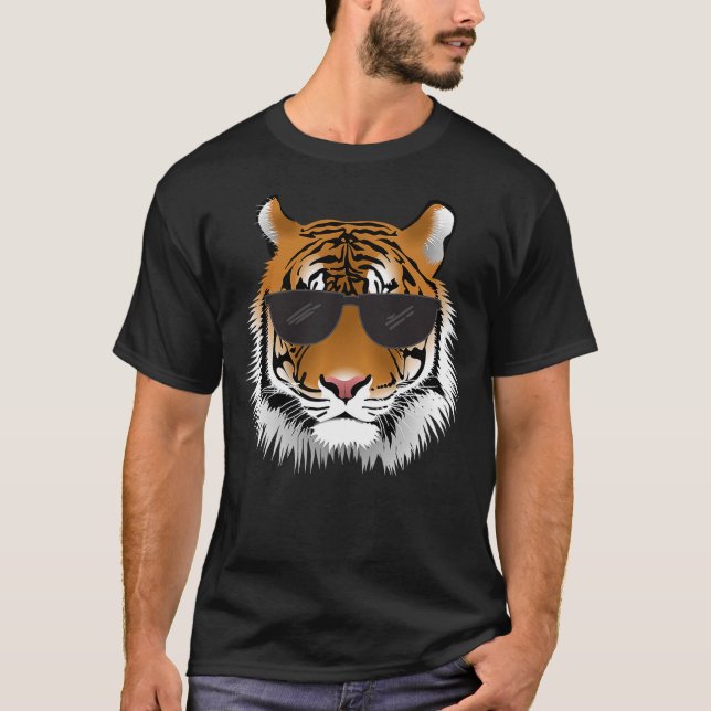 Camiseta Cool Bengal Tiger With Sunglasses Bengal Tiger Hea (Frente)