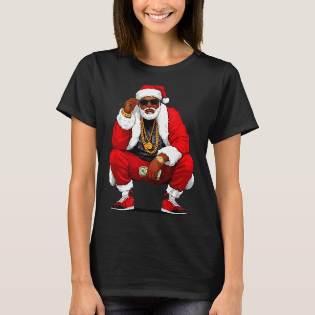 Camiseta Cool Black Man Santa Claus Christmas African Ameri (Frente)