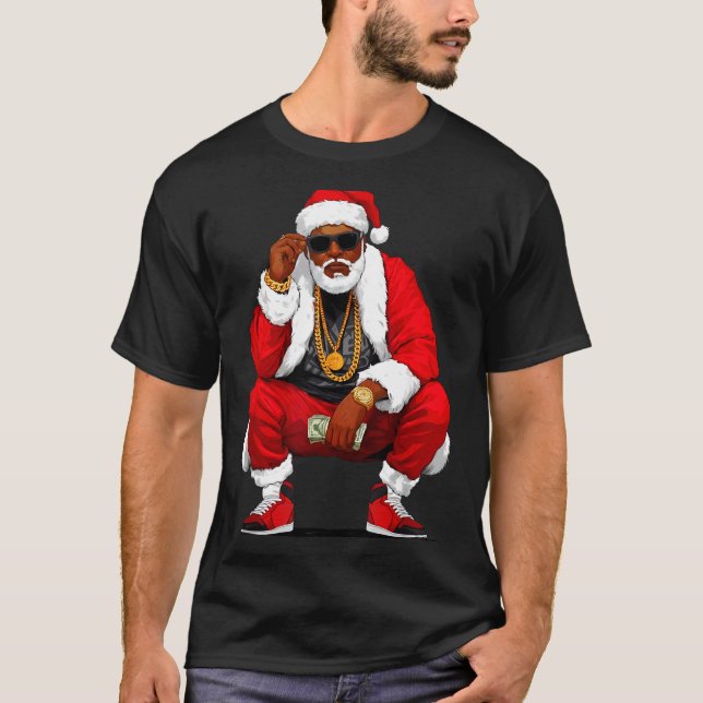 Camiseta Cool Black Man Santa Claus Christmas African Ameri (Frente)