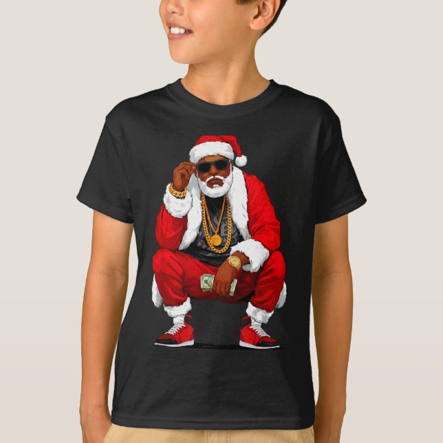 Camiseta Cool Black Man Santa Claus Christmas African Ameri (Frente)