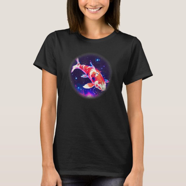 Camiseta Cool blue purple Night Asian koi fish, Japanese ca (Frente)