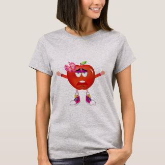 Camiseta Cool Bored Red Apple Girl Cartoon Shirt