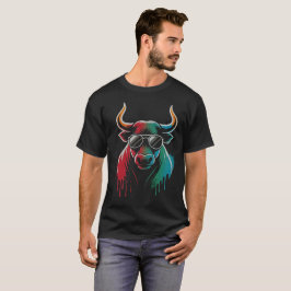 Camiseta "Cool Bull Drip – Vibe de Arte de Rua Neon"