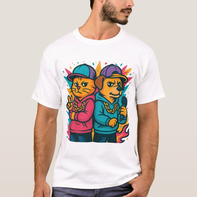 Camiseta Cool Cat & Dog Rap Duo (Frente)