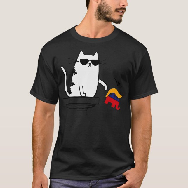 Camiseta Cool Cat Harris Walz Knock Over Trump Elephant Hai (Frente)