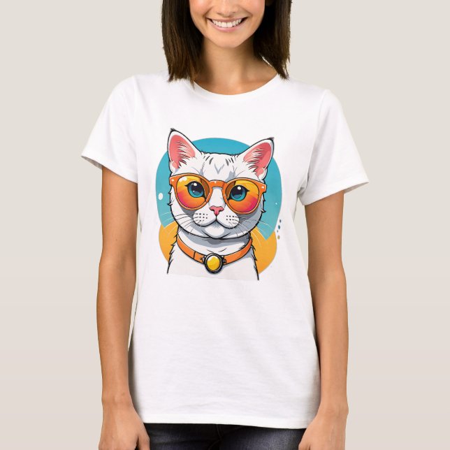 Camiseta Cool Cat in Sunglasses  (Frente)