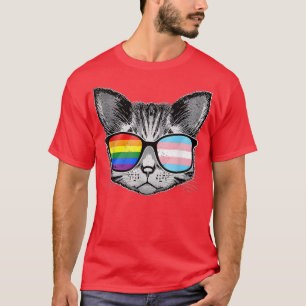 Camiseta Cool Cat LGBT Rainbow Transgender Flag Gay Pride M