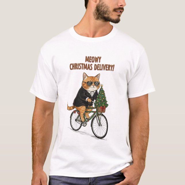 Camiseta Cool cat on a Bicycle – Funny Christmas Day Gift (Frente)